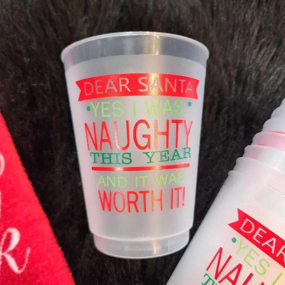 Eat Drink & Be Merry Christmas Hand Towel & 10 Party Cups